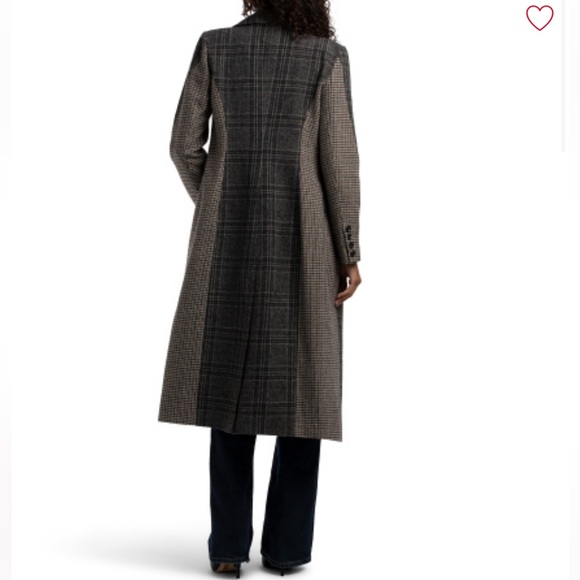 NWT 7 For All Mankind Black and Gray Plaid Wool Blend Coat Size S - Picture 2 of 10